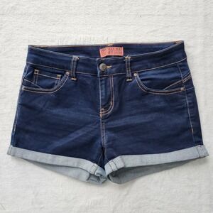 Wax Jean Denim Shorts Womens Medium 31W 3L Dark Blue Cuffed Stretch Casual